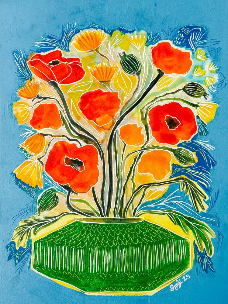 Lebhaftes Mohnblumenbouquet von Sarah Fitzgerald