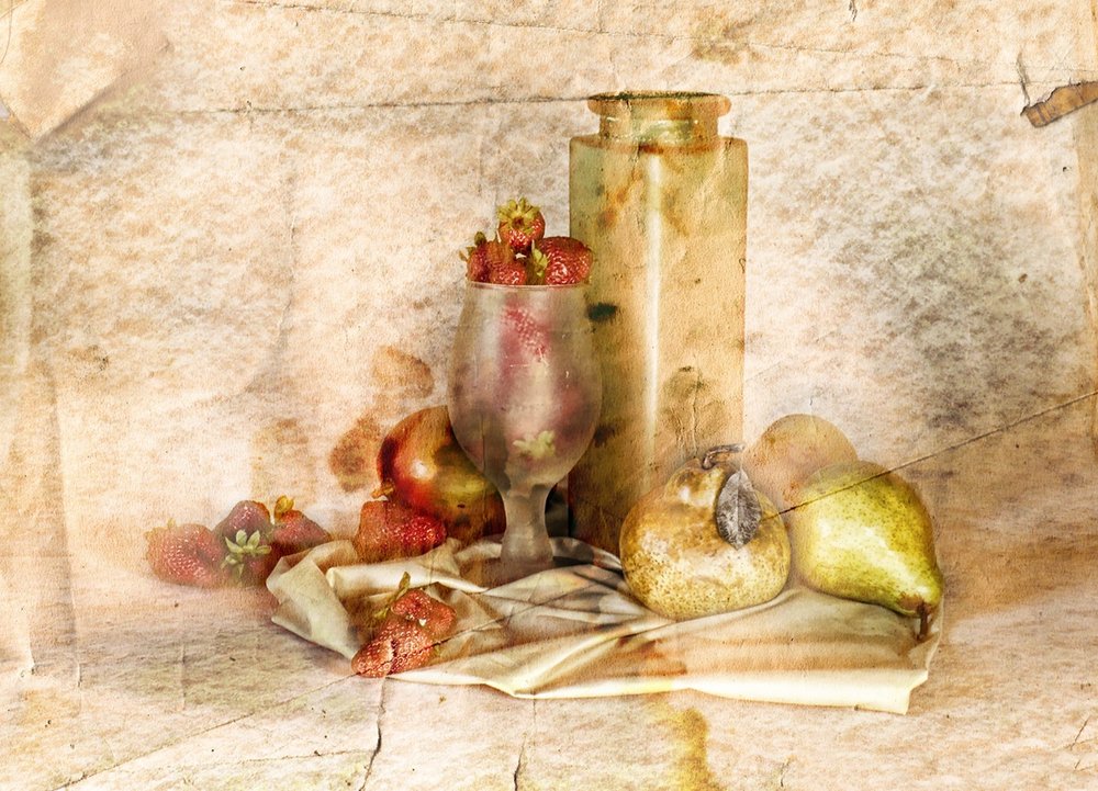 Stillleben mit alten Früchten von Silvia Simonato