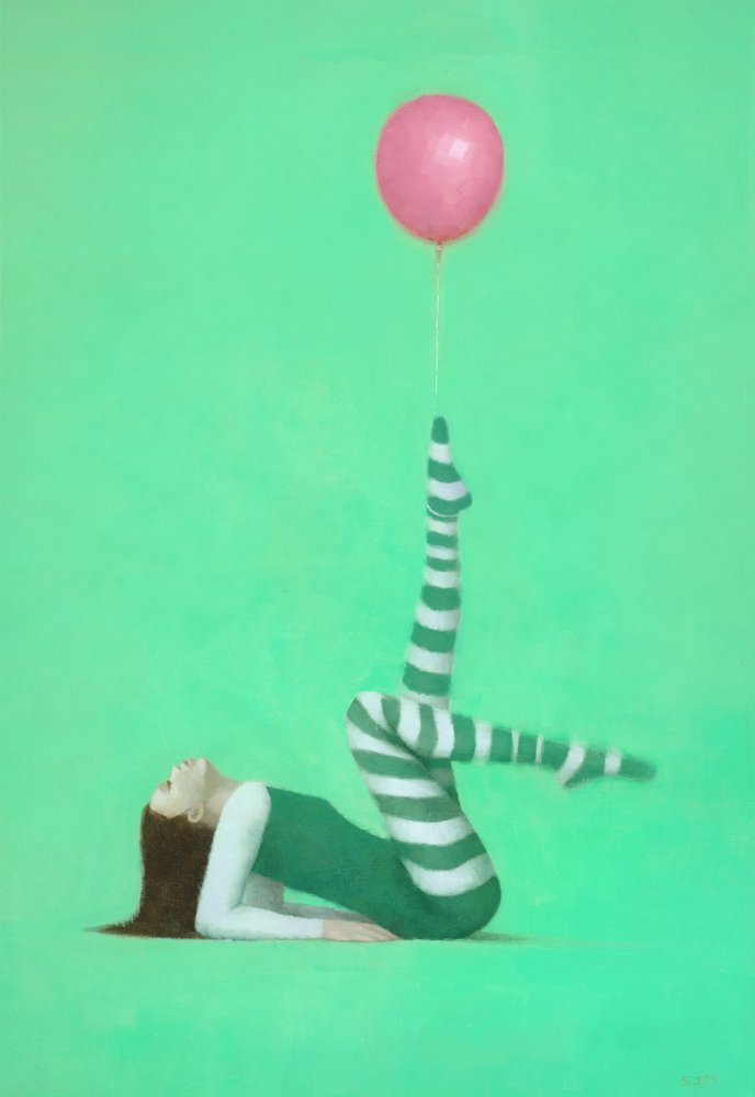 Rosa Ballonbalance von Steve Mitchell