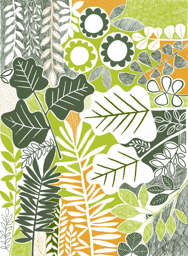 Grüne botanische Muster von Susan Black