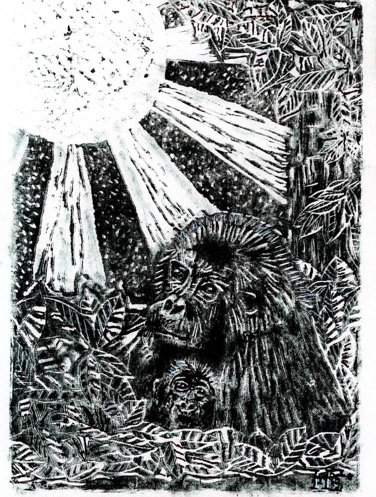 Gorillafamilie im Dschungel von Tim Hoinkis