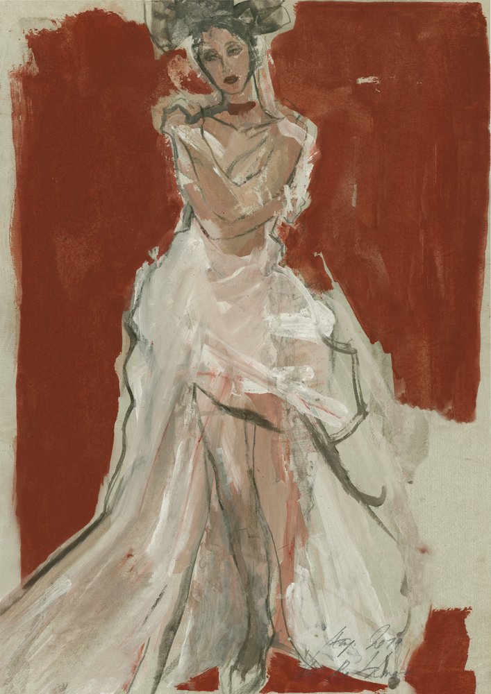 Elegante Frau im weißen Kleid von Ute Rathmann