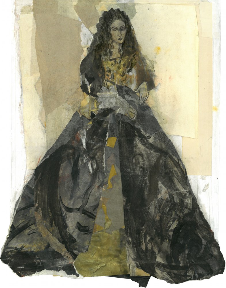 Geheimnisvolle Dame im Kleid von Ute Rathmann: Kunstdruck