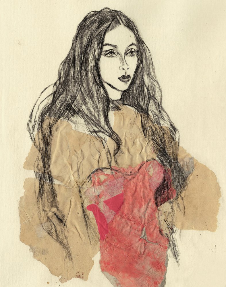 Rotes Modeporträt von Ute Rathmann