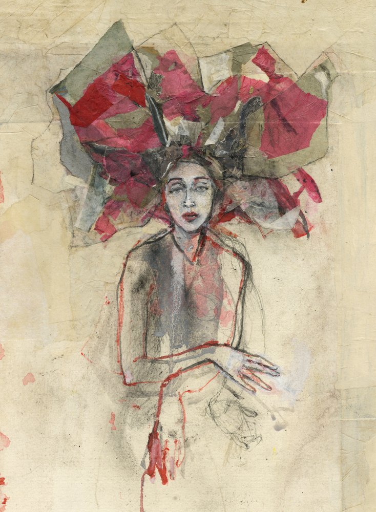 Frau mit Rotem Kopfschmuck von Ute Rathmann