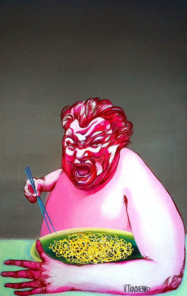 Wütender Nudelesser von Victor Tkachenko