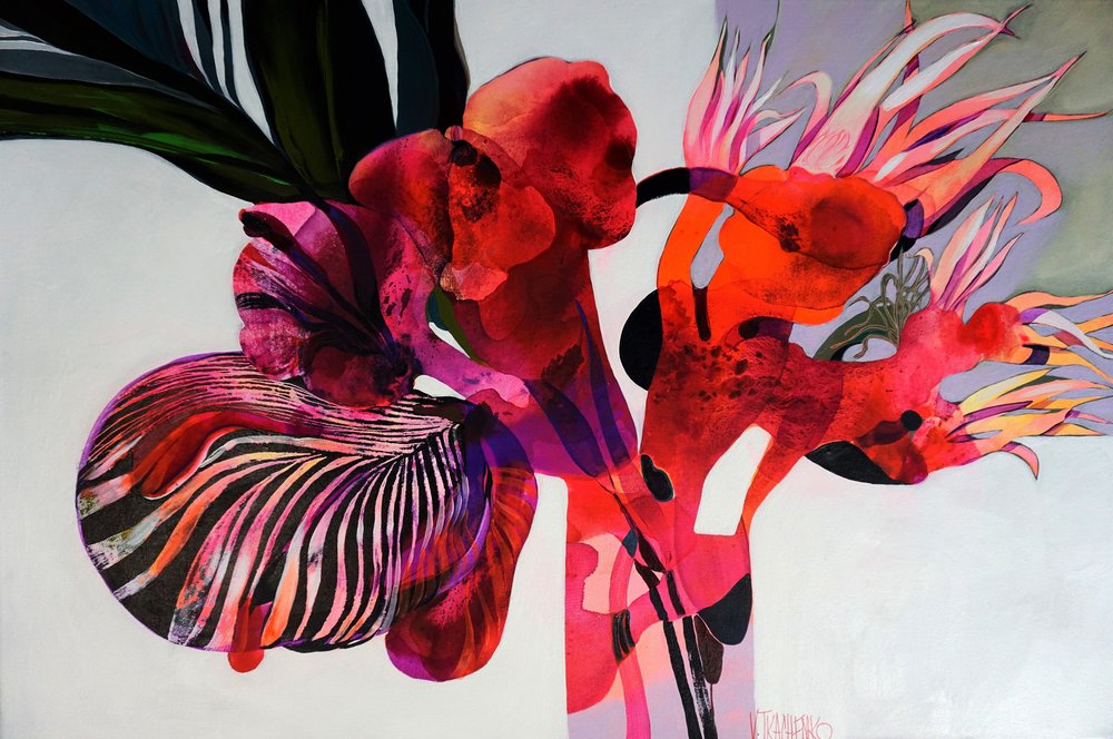 Lebendige abstrakte Blumen von Victor Tkachenko