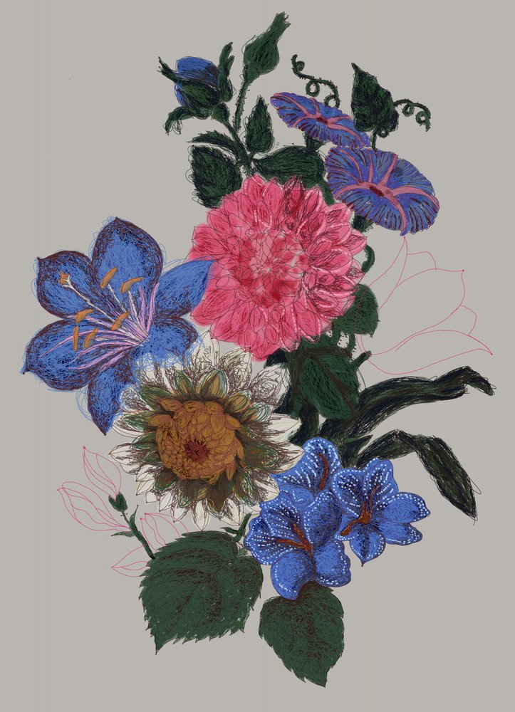 Lebhafte Blumenillustration von XHOZUCAN