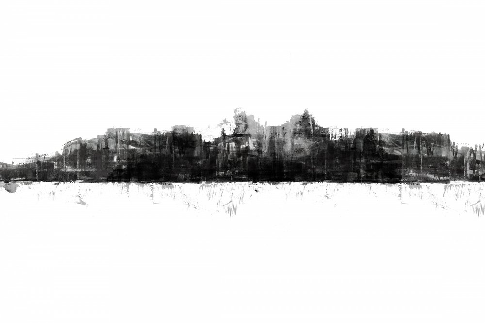 Monochrome Stadtsilhouette von cartissi