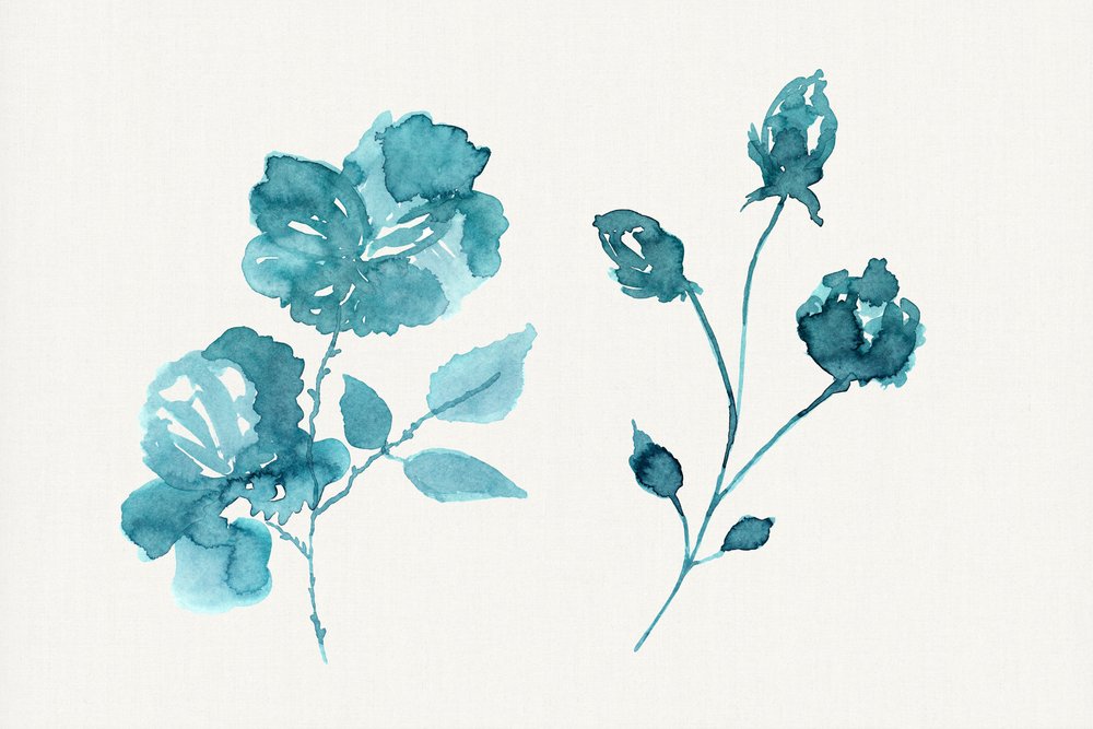 Türkise Aquarellrosen von cartissi