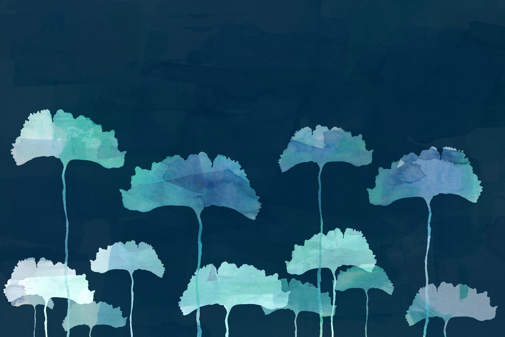 Aquarellblaue Ginkgo von cartissi