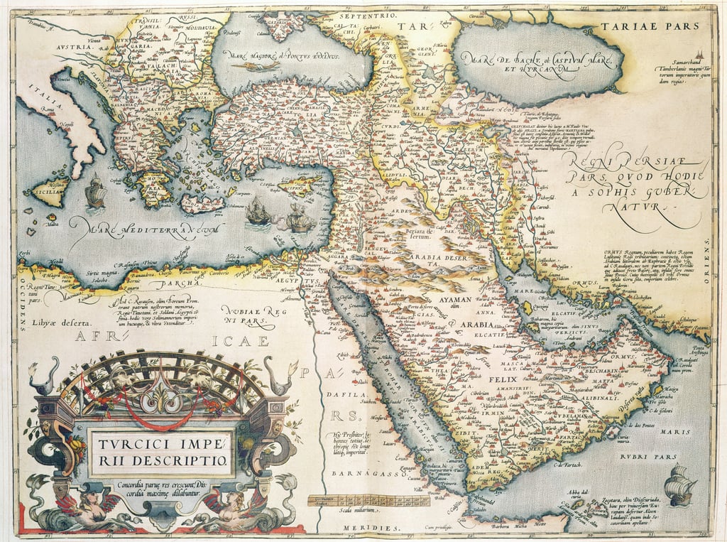 Karte des Nahen Ostens, von Theatrvm Orbis Terrarvm, 1570 (Hand farbiger Stich)