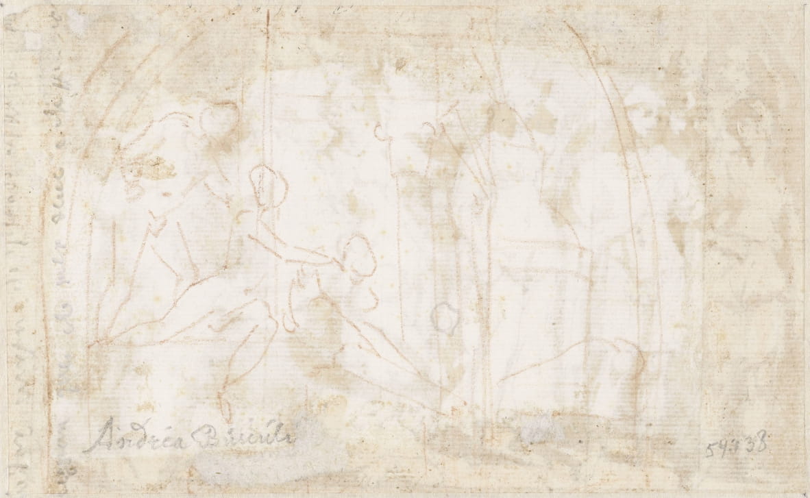 Drei Personen in einer Basilika von Andrea Boscoli