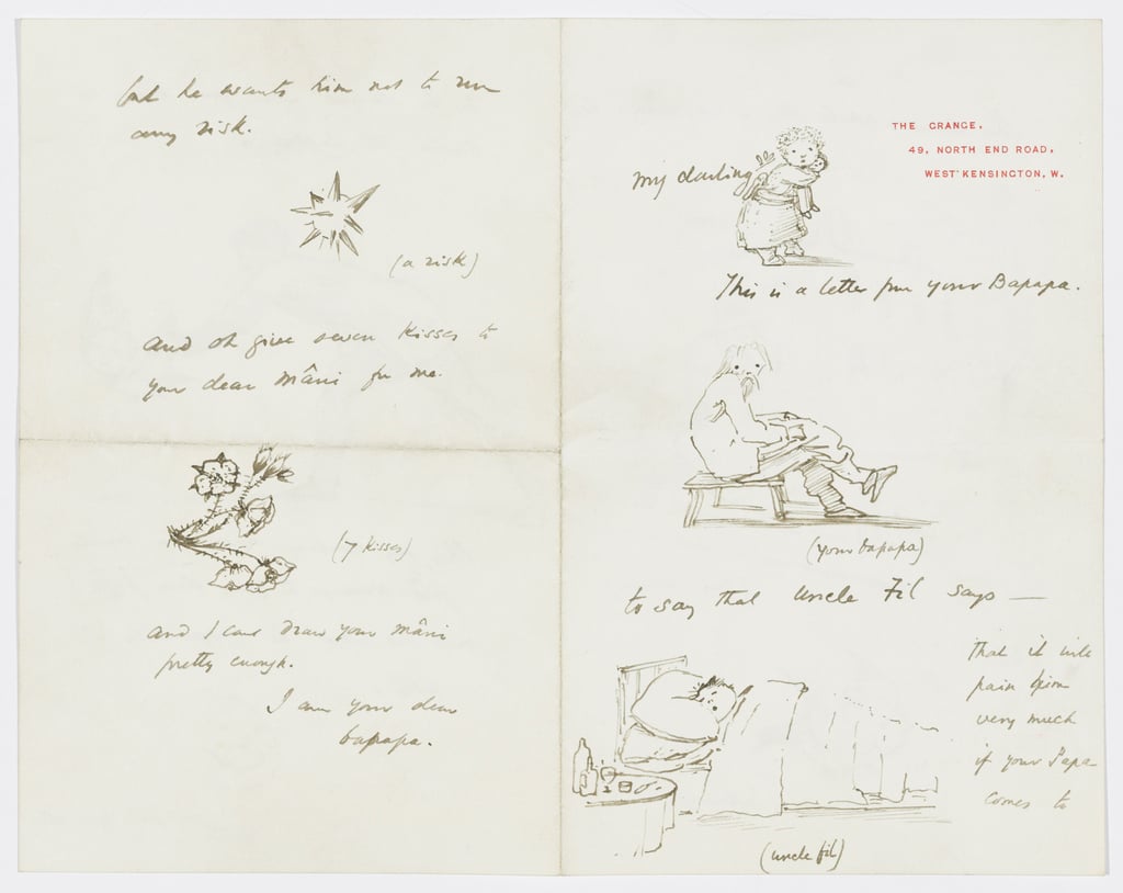 Brief an die Enkelin der Künstlerin Angela Thirkell (Bleistift auf Papier)