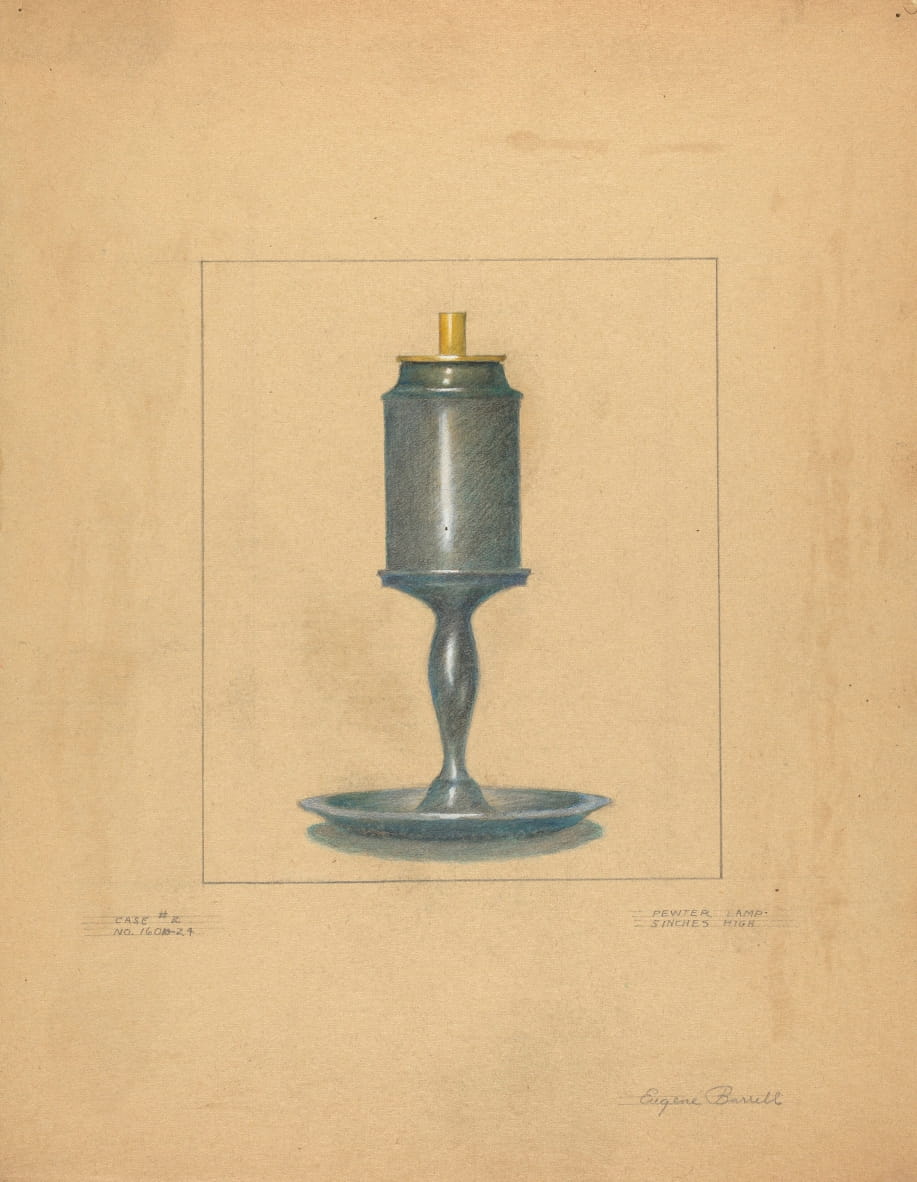 Pewter Lamp von Eugene Barrell hochwertiger Kunstdruck