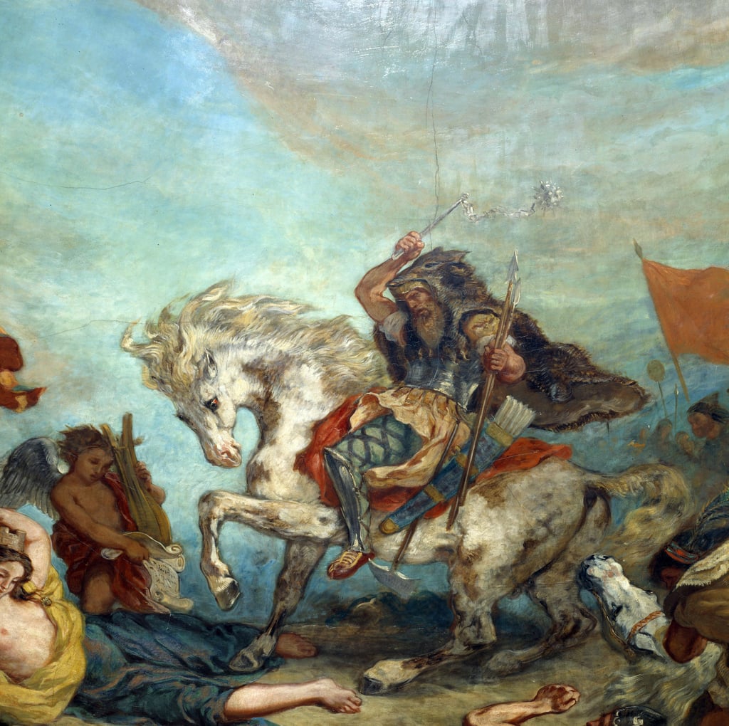 Darstellung von Attila (395-453) König des Hunnenstammes Detail eines ...