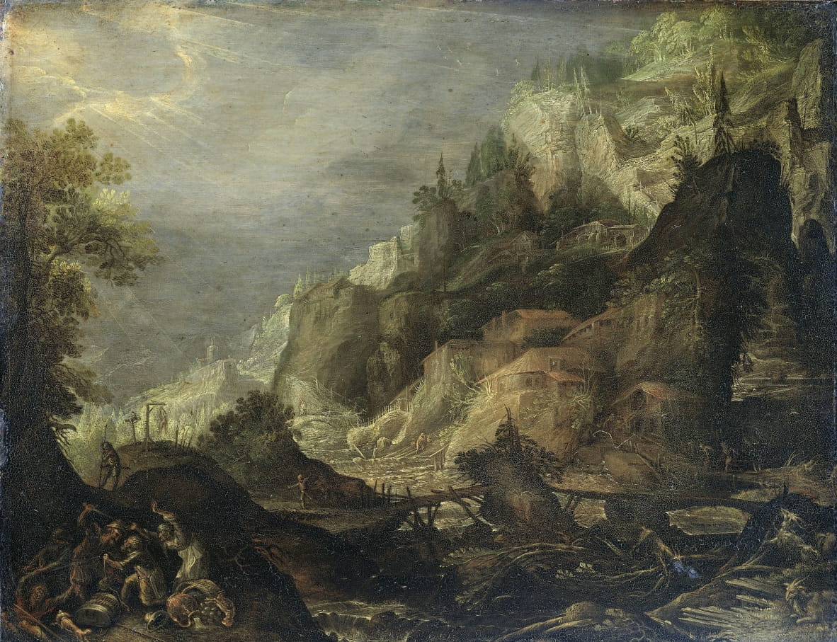 Bergige Landschaft von Frederik van Valckenborch Kunstdruck