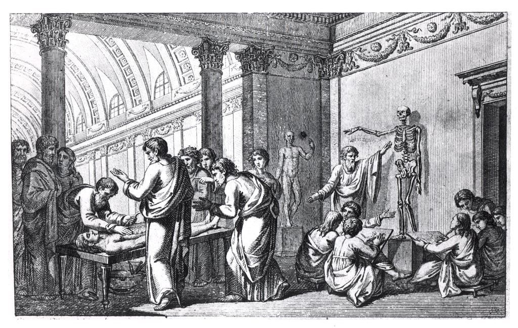 Eine Anatomische Schule in der Antike, aus Tabulae Anatomicae von Pietro Berrettini da Cortona ...