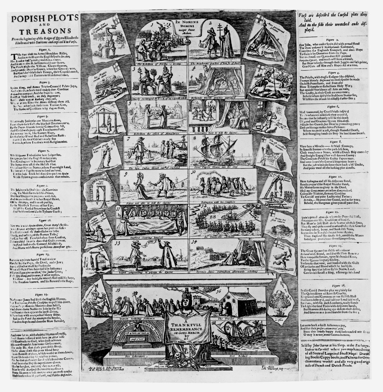 Papistische Plots und Verrätereien seit Beginn der Herrschaft von Königin Elizabeth, illustriert mit Emblemen und in Versen erklärt, graviert von Cornelis Danckerts von English School