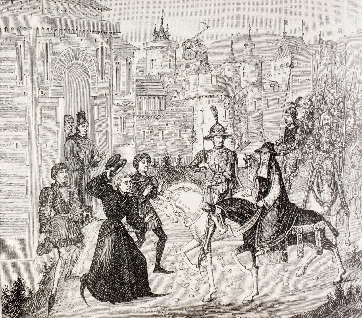 Einzug von Ludwig VIII. und dem päpstlichen Legaten, Kardinal St. Angelo, in Avignon im Jahr 1226, aus 