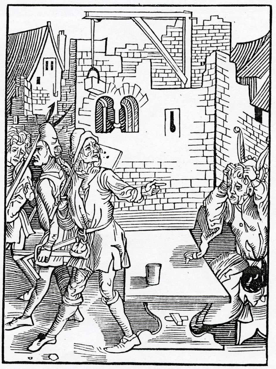Von dem törichten Beginn großer Bauten ohne ausreichende Vorsorge, Illustration aus Alexander Barclays englischer Übersetzung von 