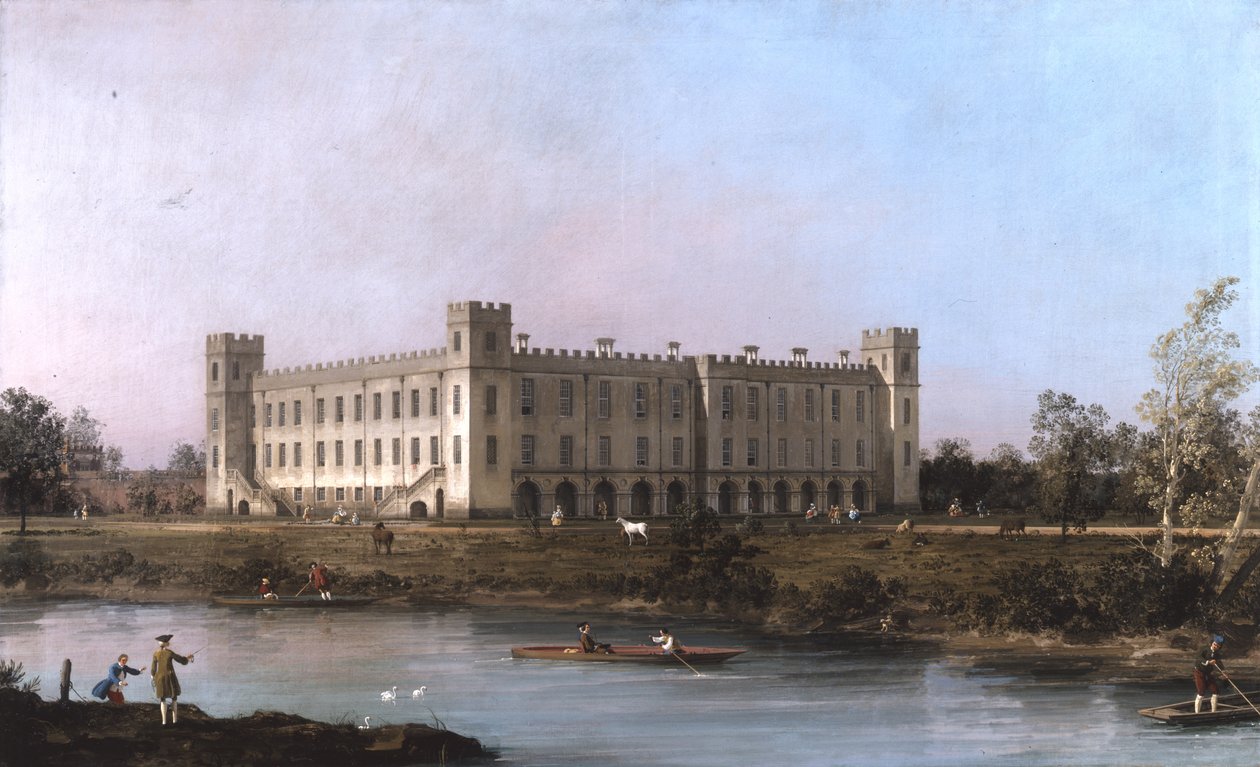 Ein Blick auf Syon House über die Themse von Südosten von Canaletto