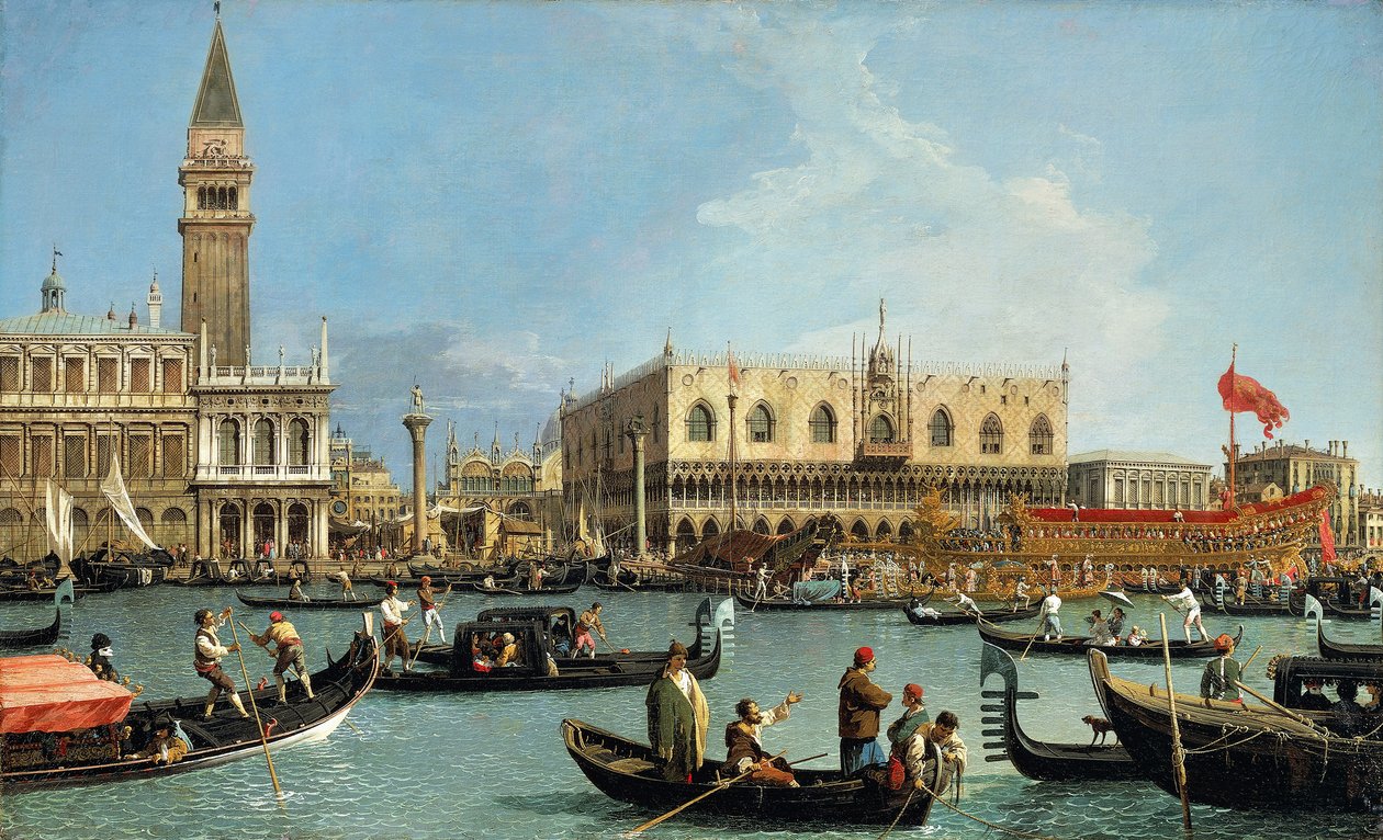 Rückkehr des Bucintoro zum Molo am Himmelfahrtstag von Canaletto