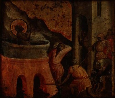 Das Martyrium des hl. Johannes des Evangelisten von (attr.) Arcangelo di Cola da Camerino