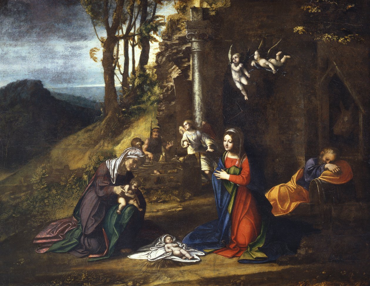 Geburt Jesu mit St. Elisabeth und dem jungen Johannes dem Täufer von (c.1489 1534) Correggio