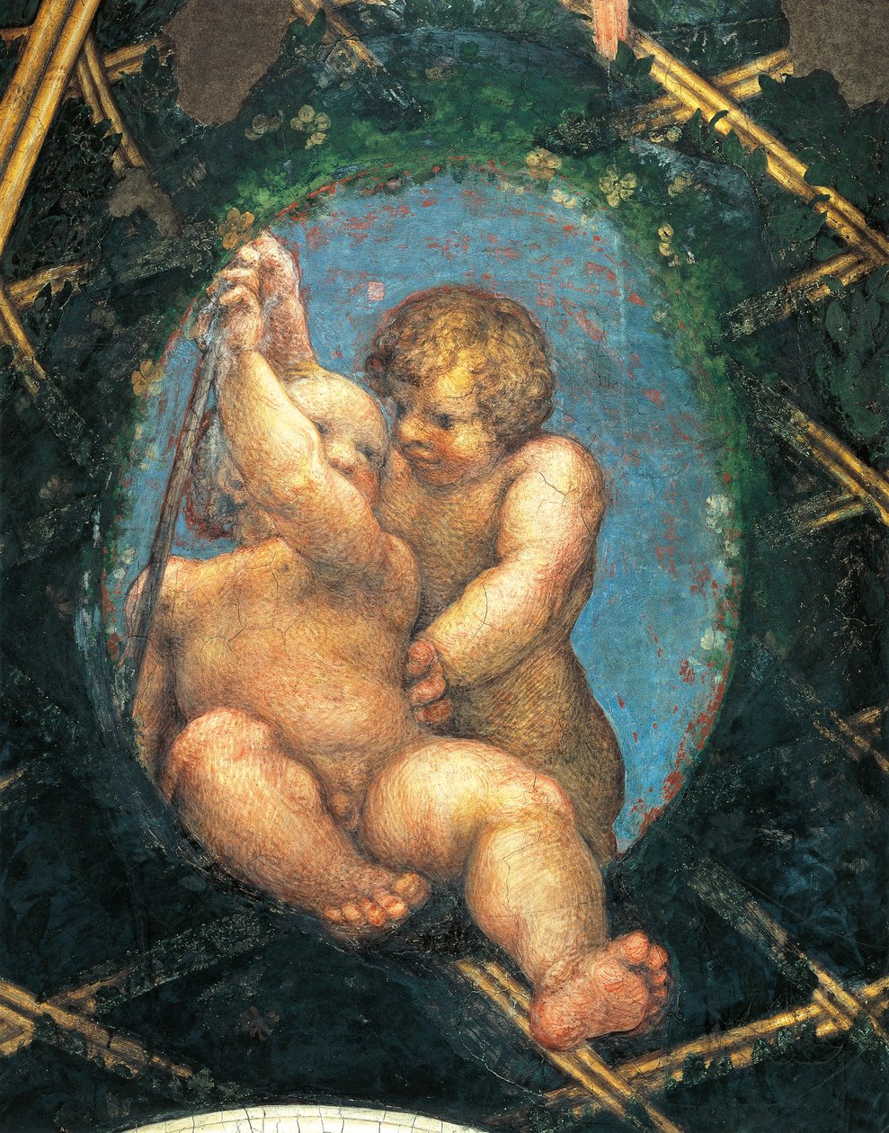 Ovate mit Putten (Detail der Dekoration aus der St. Pauls Kammer oder Äbtissinnenkammer) von (c.1489 1534) Correggio