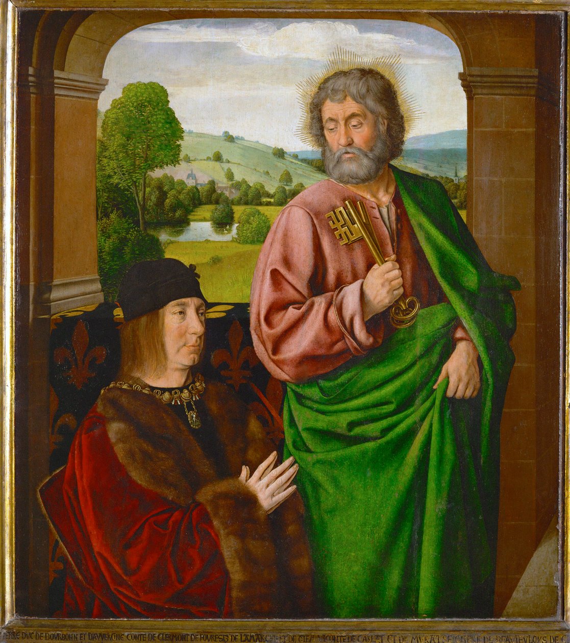 Pierre II, Herr von Beaujeu, Herzog von Bourbon, präsentiert von Sankt Peter von (fl.c.1483 c.1529) Master of Moulins