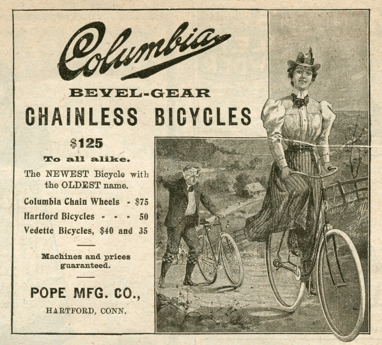 Columbia Bevel-Gear Chainless Fahrräder, 1898 von American School