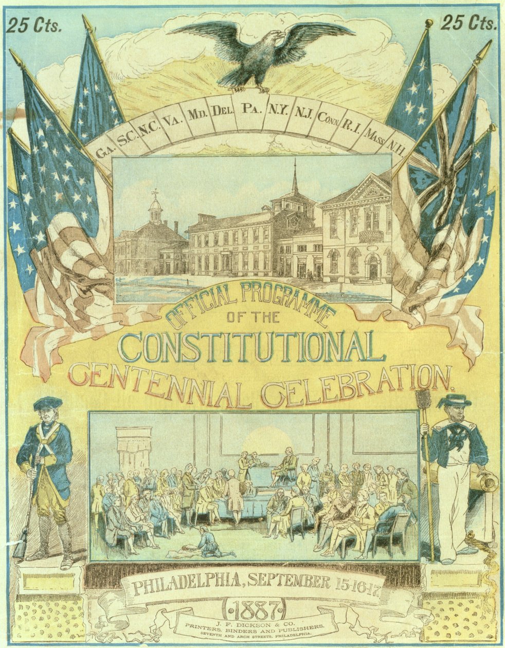 Offizielles Programm zur Feier des Verfassungshundertjährigen im November 1887 von American School