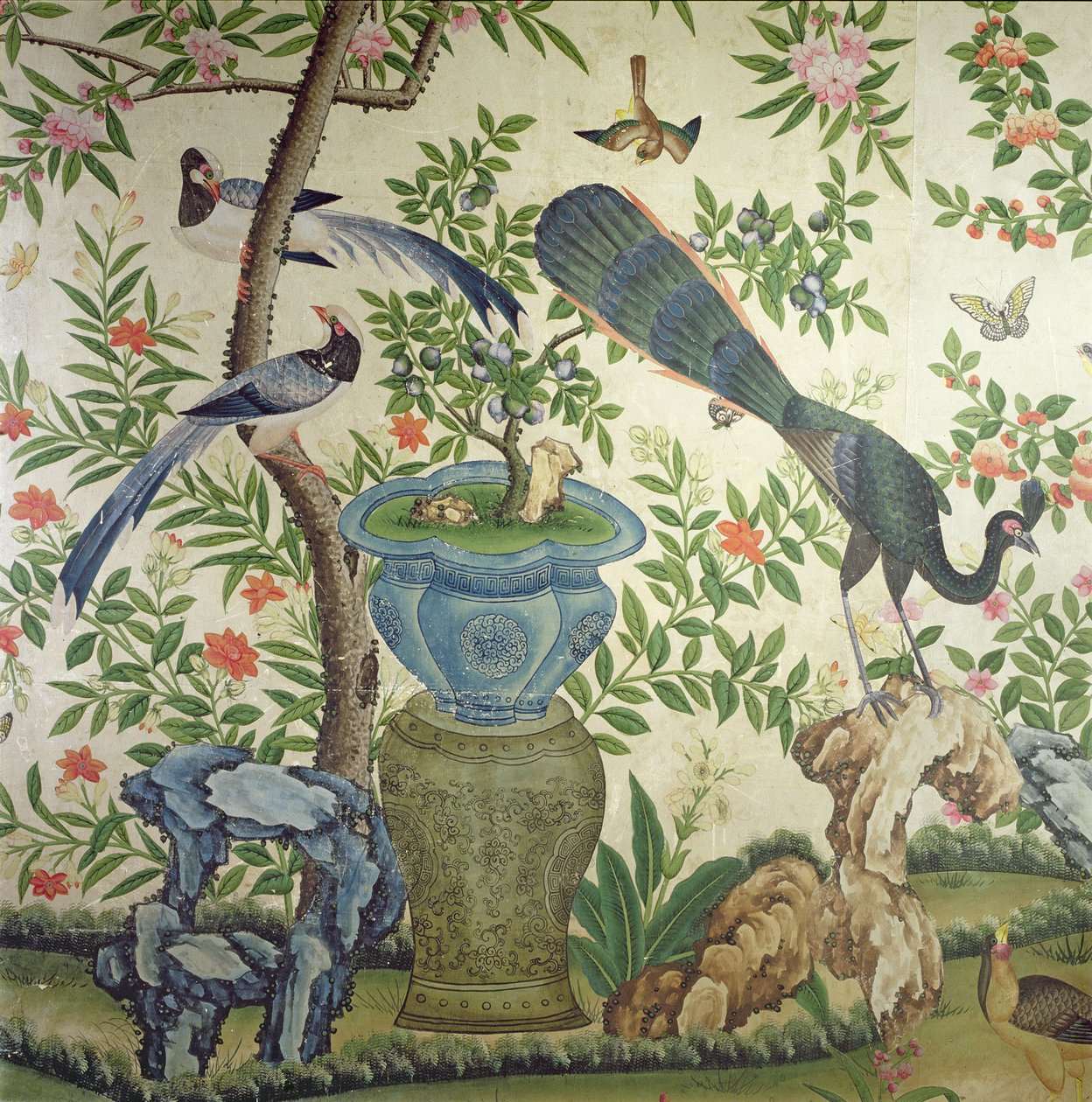 Vogel-Tapete, ca. 1840 von Chinese School