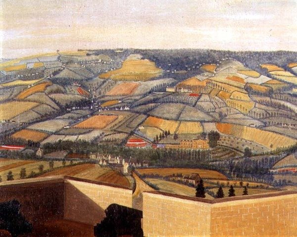 Weitläufige Landschaft vom Rodborough Fort aus gesehen, ca. 1764 (Detail) von English School