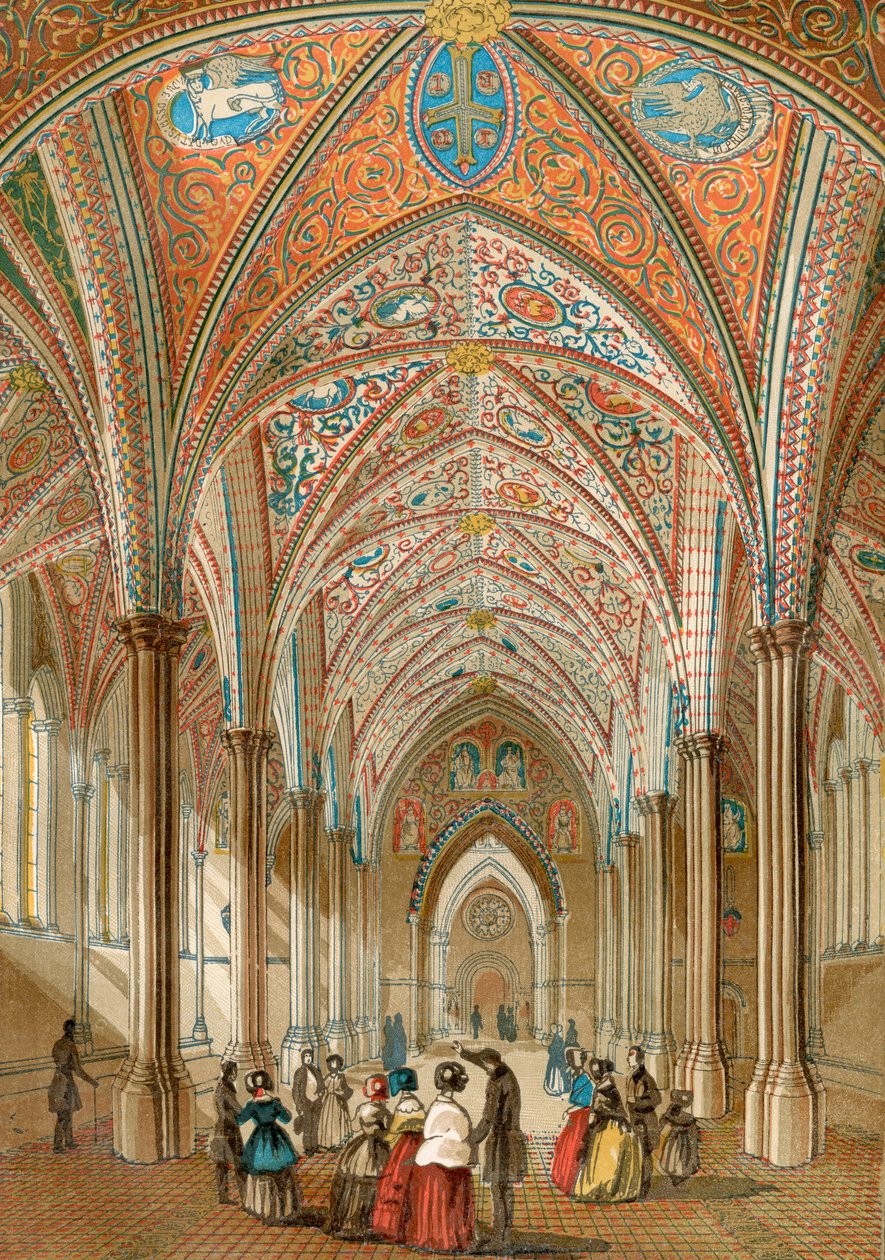 Innenraum der Temple Church, London, England, aus Old England: A Pictorial Museum, veröffentlicht 1847 von English School