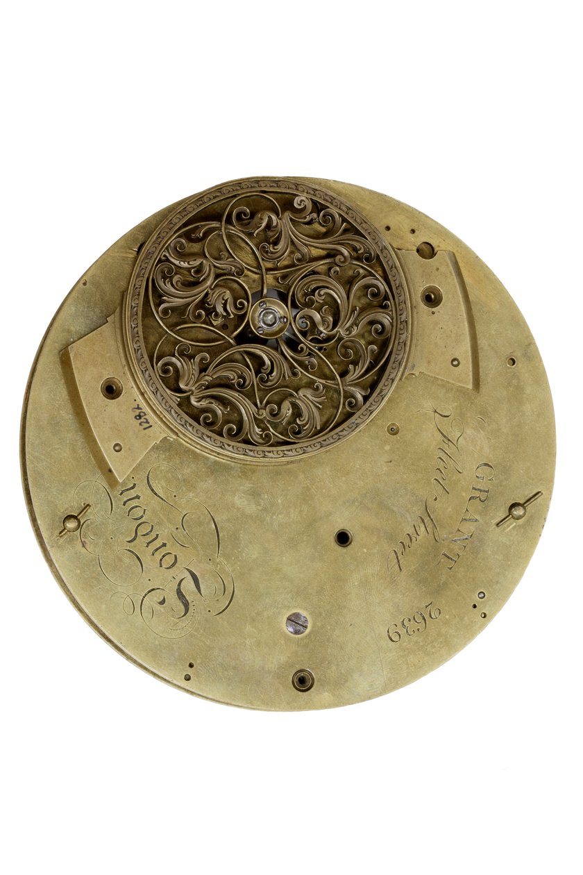 Die Rückplatte der Cumming-Uhr, ca. 1767 von English School