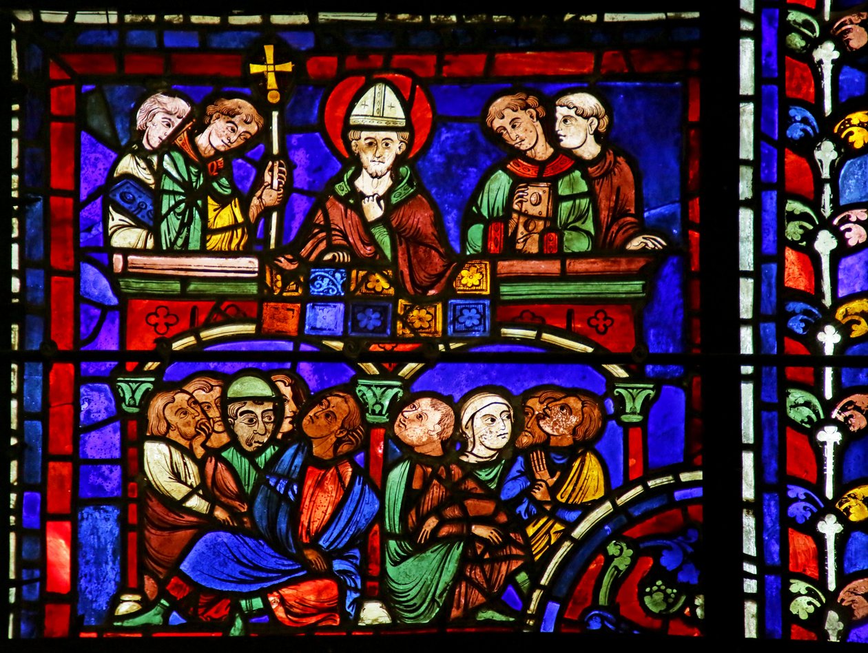 Predigt, Szene aus dem Leben des Hl. Martin, Kathedrale von Chartres von French School