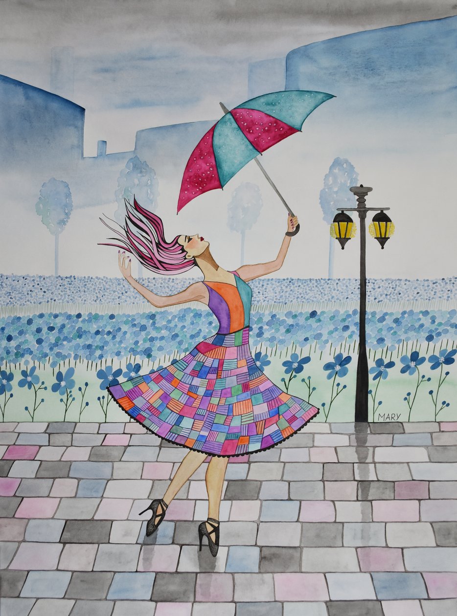 Sie tanzt im Regen von Marys Watercolors