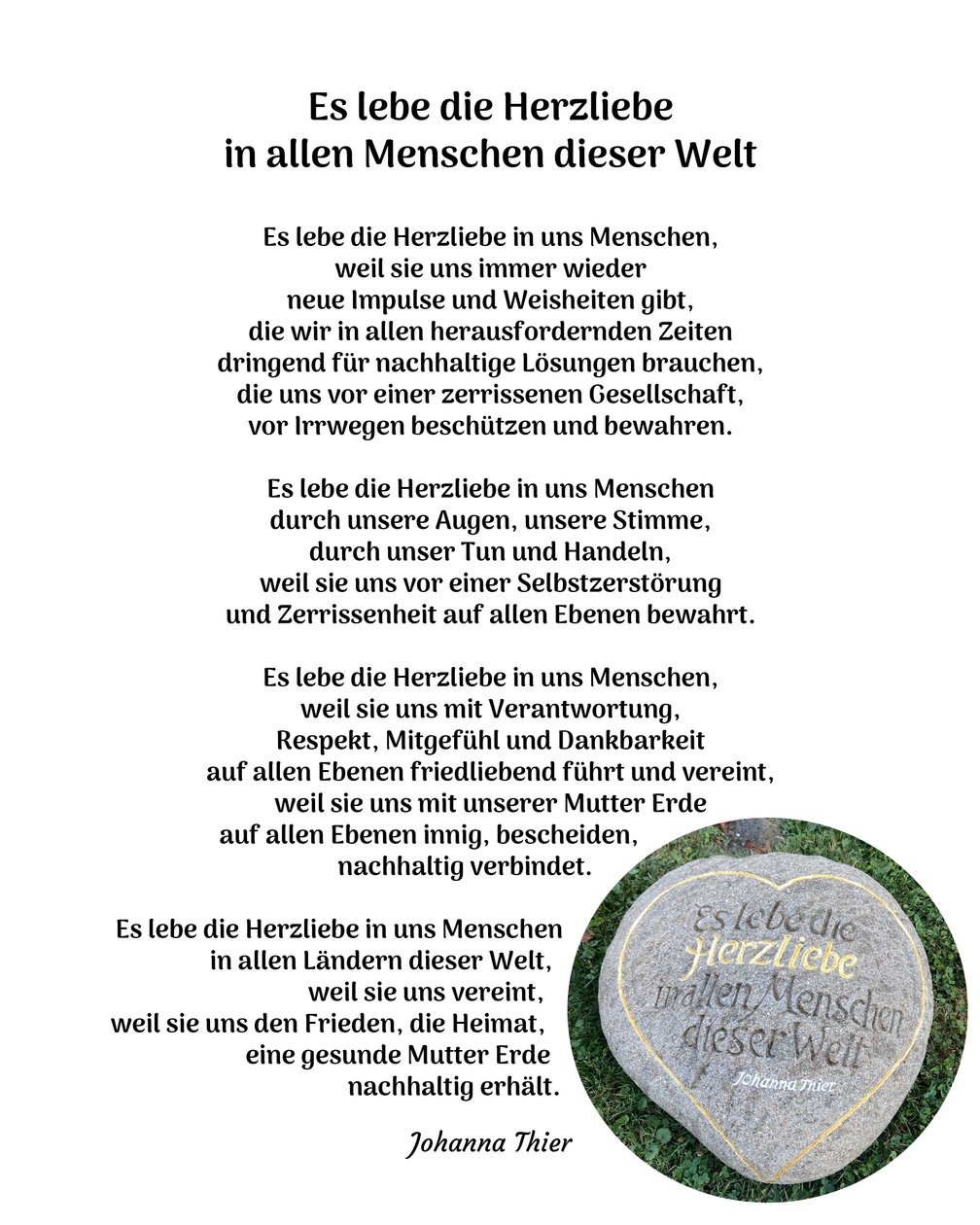 Es lebe die Herzliebe in allen Menschen dieser Welt - Version 2 von Johanna Thier