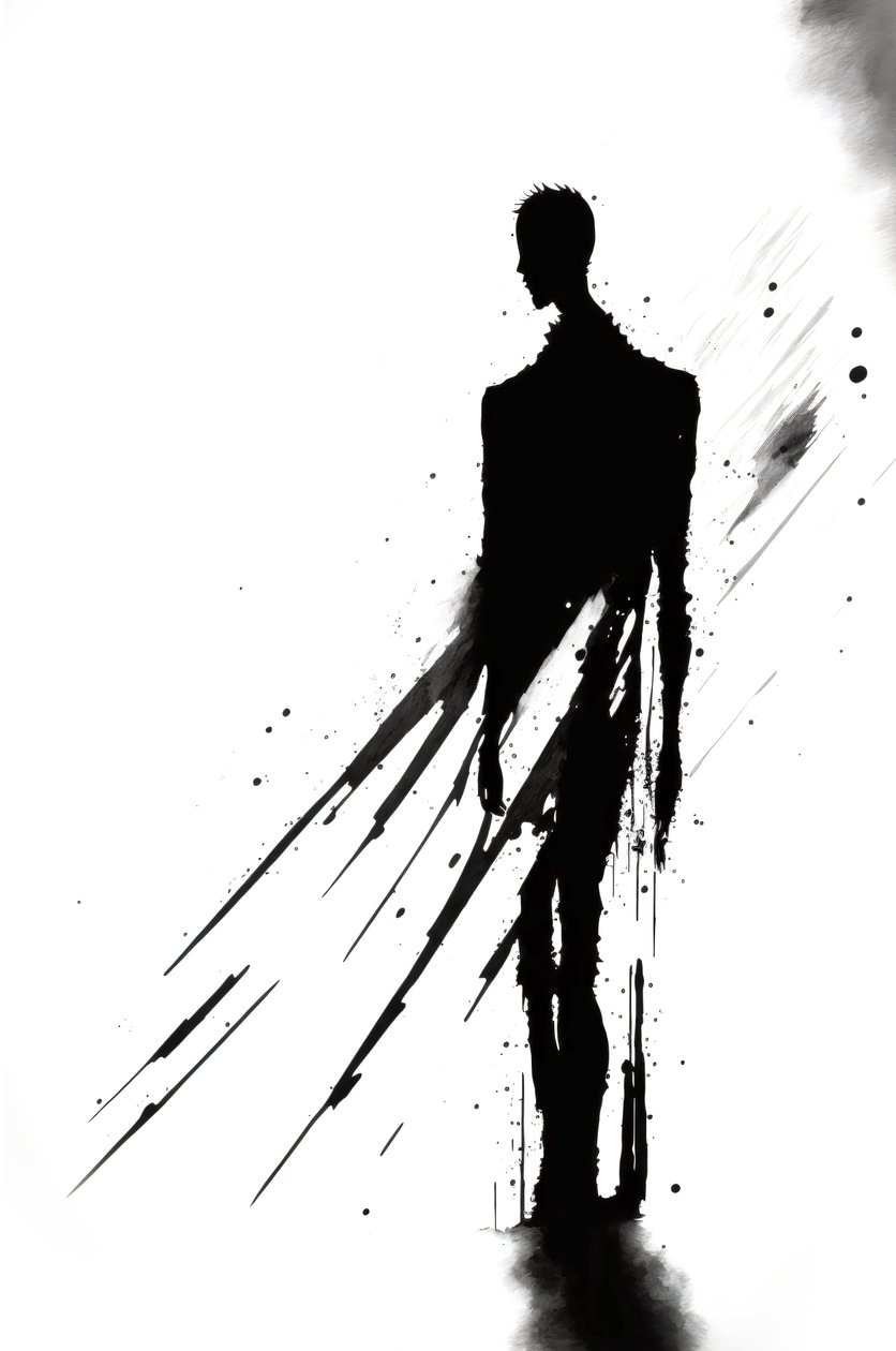 Einsamkeit Armut Depression Abstrakt, Schwarz und Weiß Kunst, Wanddekoration druckt von F. Abderrahim