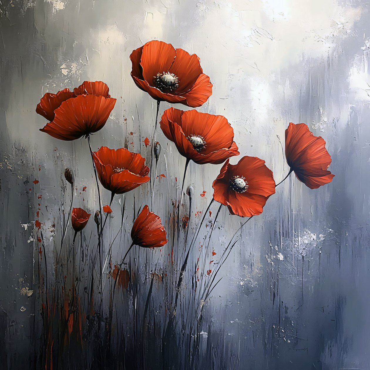 Rote Mohnblumen Leinwandbilder Modern, Wanddekorationen für jeden Raum von F. Abderrahim