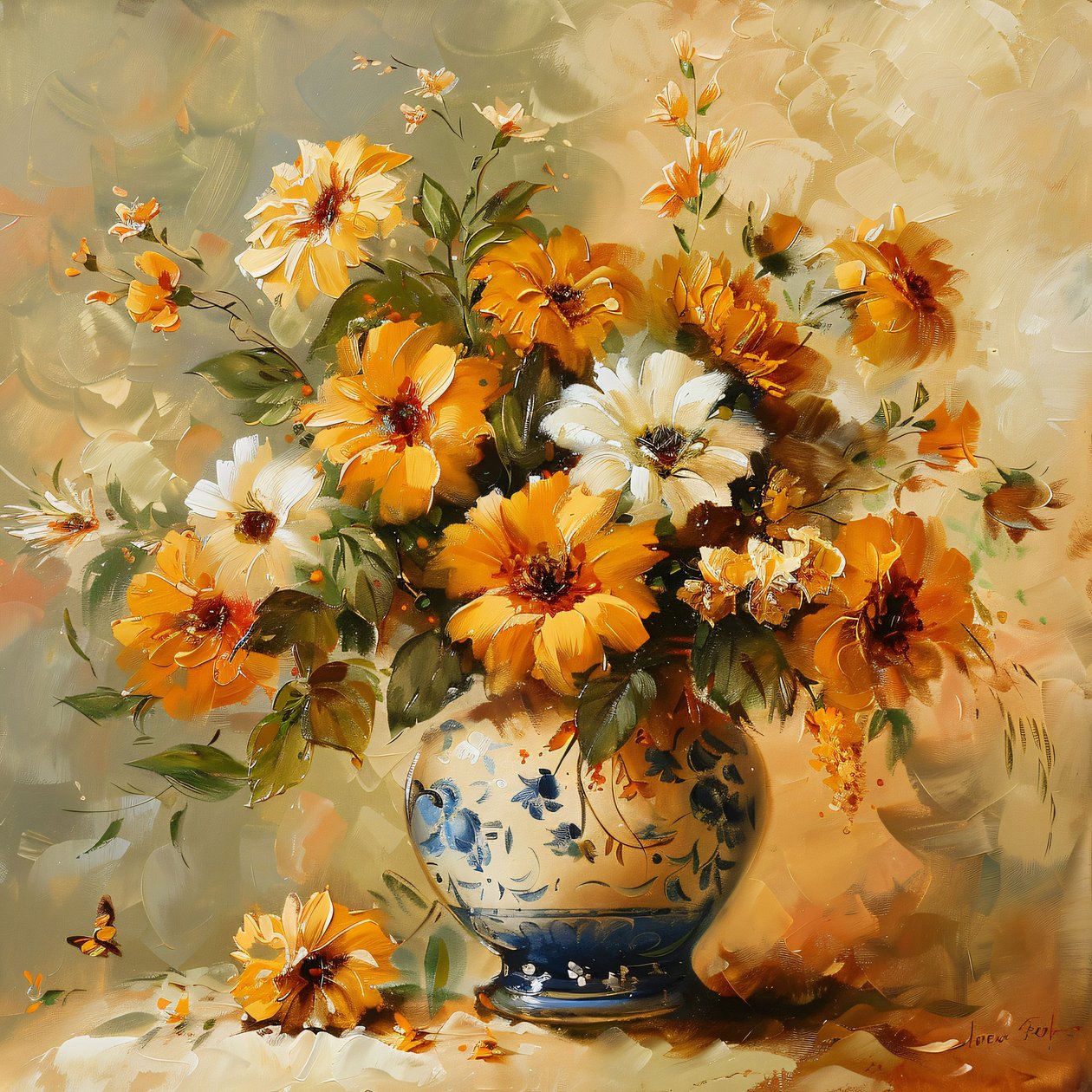 19. Jahrhundert, Vase mit eleganten goldenen Blumen geschmückt Wanddekoration für Zimmer von F. Abderrahim