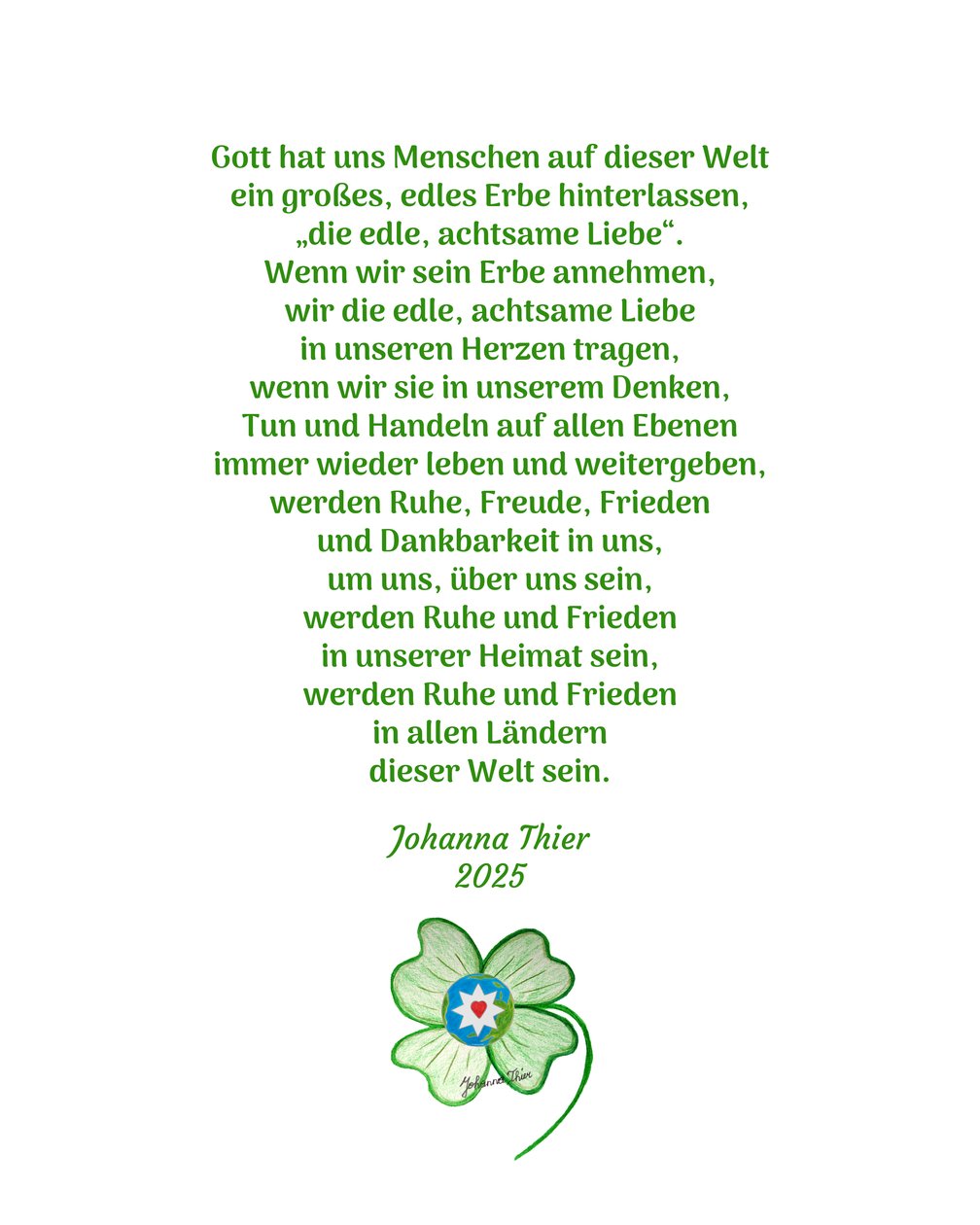 Die edle, achtsame Liebe vereint und bringt Frieden auf dieser Welt von Johanna Thier