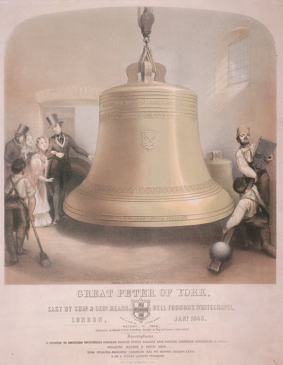 Ansicht der Great Peter of York Glocke, 1845 von AR Grieve