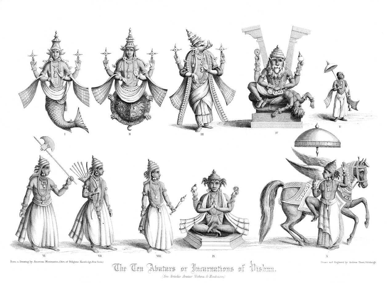 Die zehn Avatare oder Inkarnationen von Vishnu von A. Thom