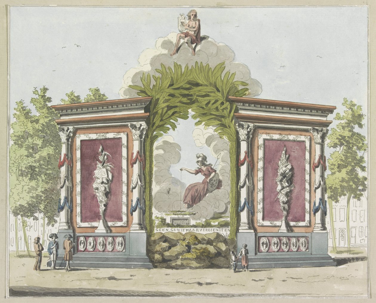 Künste und Wissenschaften, Dekoration auf dem Noordermarkt, 1795 von A. Verkerk