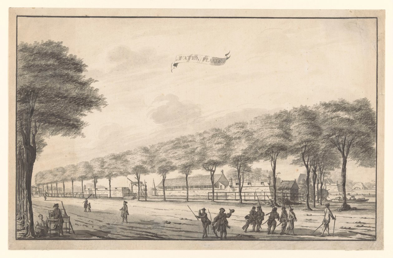 Ansicht der Festung Waterplaats an der Molenvliet in Batavia (Waterplaats) von A. de Nelly (possibly)