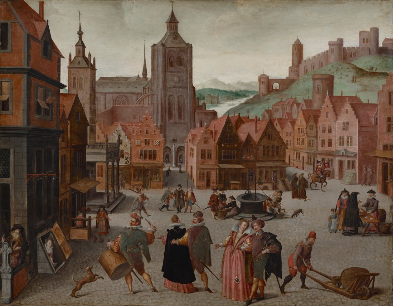 Der Marktplatz in Bergen op Zoom, wahrscheinlich 1590 und 1597 von Abel Grimmer