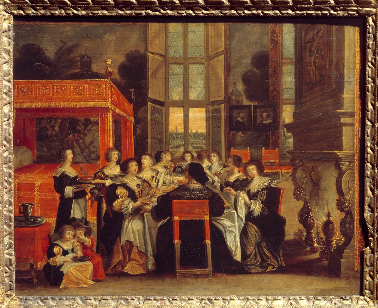 Gespräch der Damen in Abwesenheit ihrer Ehemänner: Abendessen. Gemälde von Abraham Bosse (1602-1676) 17. Jahrhundert von Abraham (after) Bosse